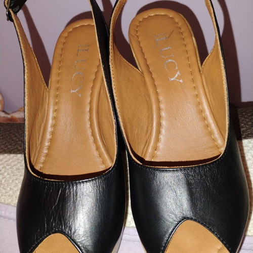 Women's platform sandals new, genuine leather, black