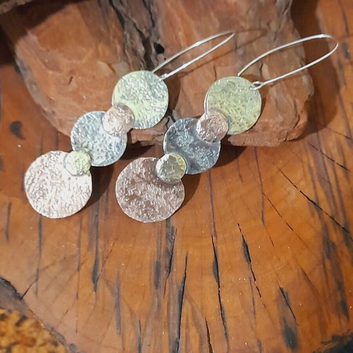 Handmade earrings new, mixed metals, 7.5 cm length