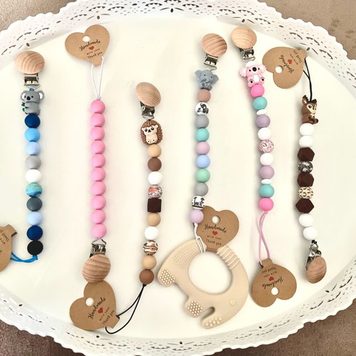 Handmade pacifier chains with silicone beads