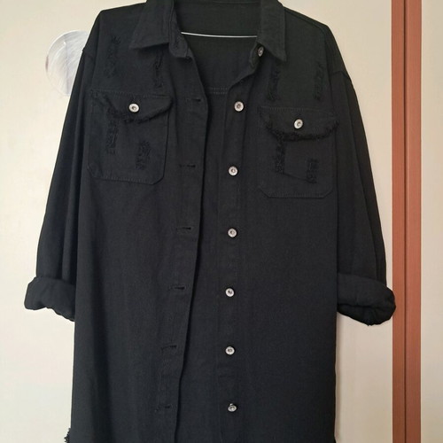 Black oversized denim shacket like new, one size
