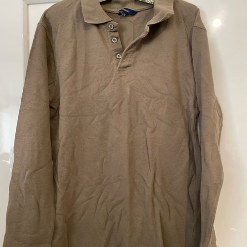 TEX BASIC Boys Long Sleeve Polo Shirt Used Brown Age 12