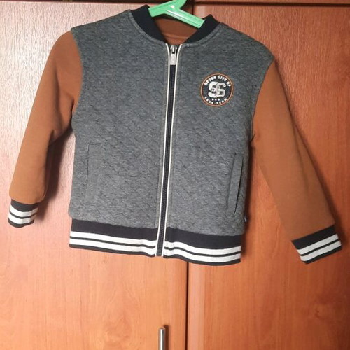 Okaidi college-style jacket for boys like new, gray and brown