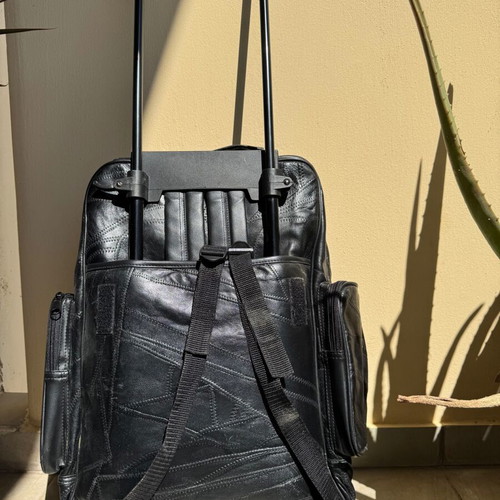 Leather trolley backpack suitcase like new, black