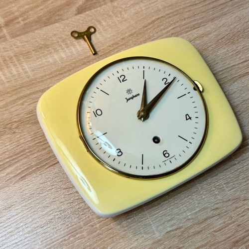 Junghans wall clock used porcelain wind-up
