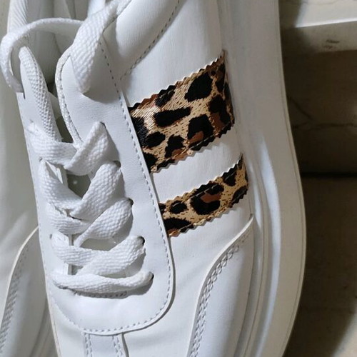 Sneakers white Tsoukalas Shoes like new, size 39 with animal print details