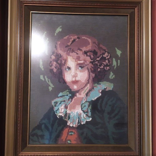 Framed wall embroidery 63x52 cm vintage, like new