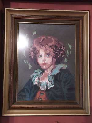 Framed wall embroidery 63x52 cm vintage, like new
