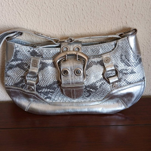 GIZIA bag used silver leather with snake effect