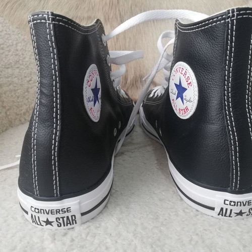 Converse Chuck Taylor new black leather shoes with white