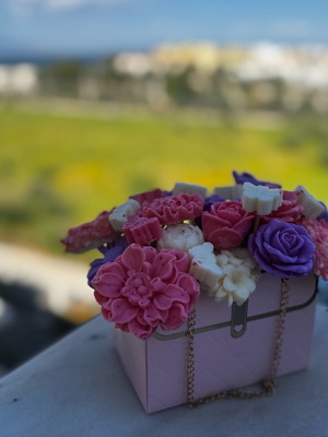Wax scented arrangement new, handmade flowers