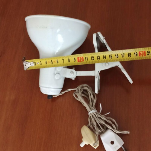 Retro vintage desk lamp with clip used, white