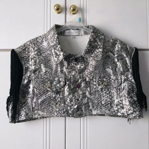 Jacket crop top with fringed sleeves, size M
