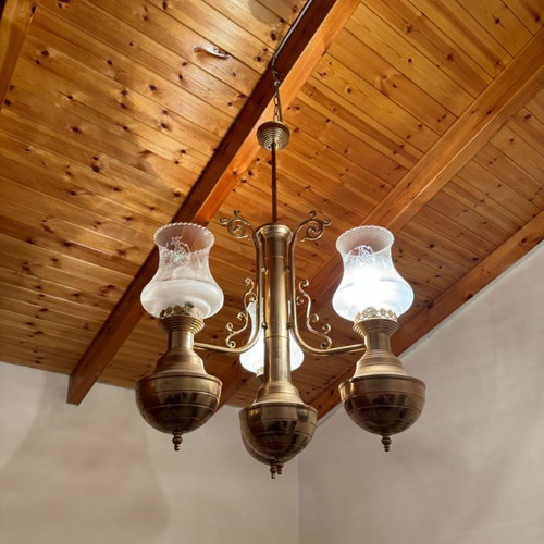 Bronze ceiling light 3-bulb used