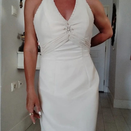 Wedding dress size 36, like new, open back, beige