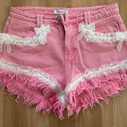 Shorts with handmade details like new, pink, size L