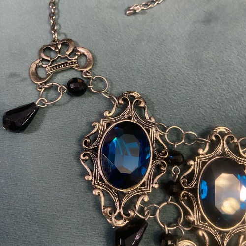 Gothic Victorian necklace like new with turquoise gems Restyle