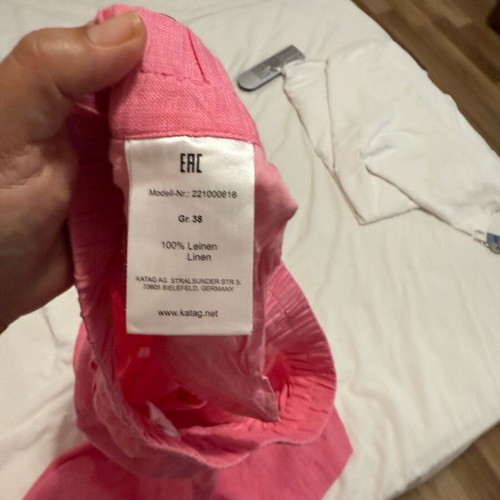 Linen pants size 38 new, pink, 100% linen