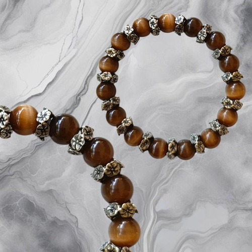 Handmade Tiger's Eye Bracelet new, brown and silver
