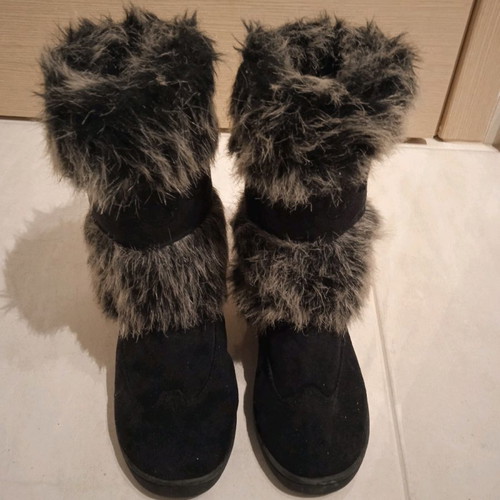 Spot On fur boots used, dark blue, size 36