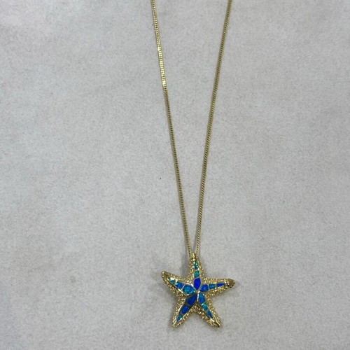 Silver (925) gold-plated starfish pendant with blue opalite new