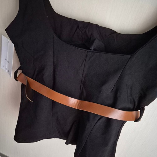 Black fitted top with belt new, sizes S and M