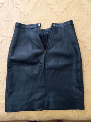 Leather skirt used, size S, black, above the knee
