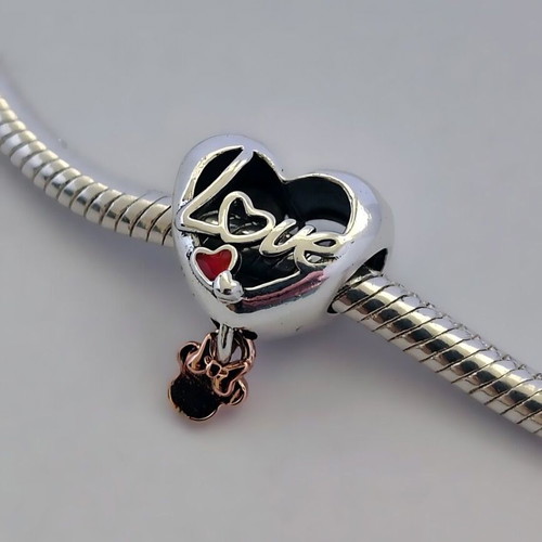 Minnie Mouse Mom Charm heart silver S925 with gold plating new
