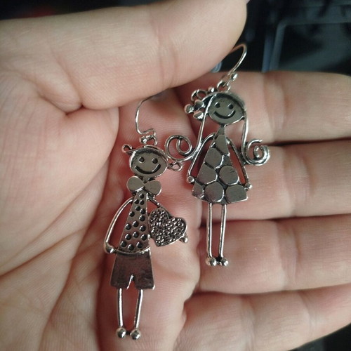 Retro Peg Accessories dangling earrings new, silver