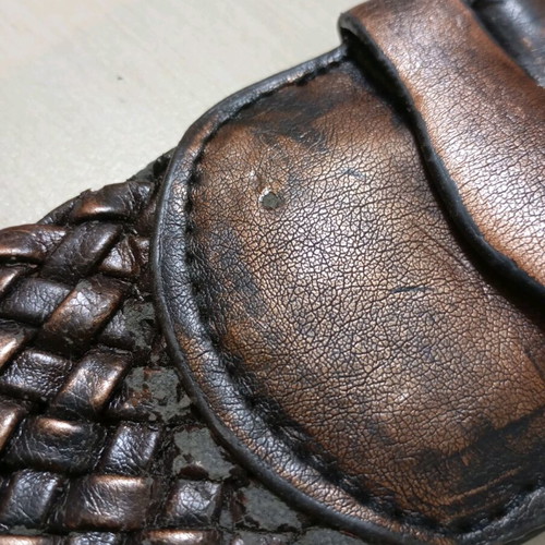 Adjustable wide woven belt used, black and brown
