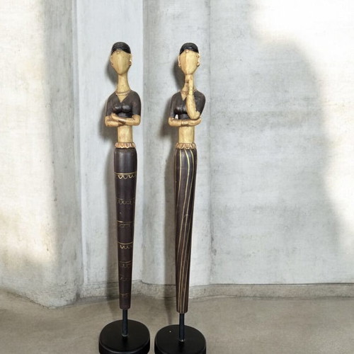 Set of decorative wooden figures with 2 dancers new