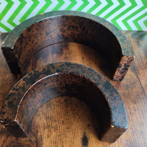 Wooden candle holder used for tealights, set of two bases