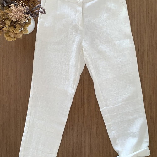 Philosophy linen-style straight pants, ecru, size L