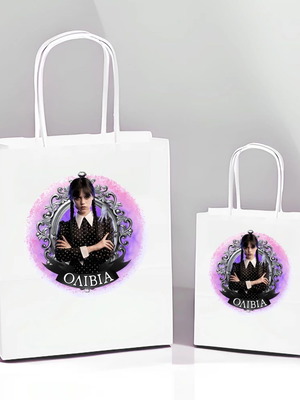 White Wednesday Addams Gift Bag 10pcs new