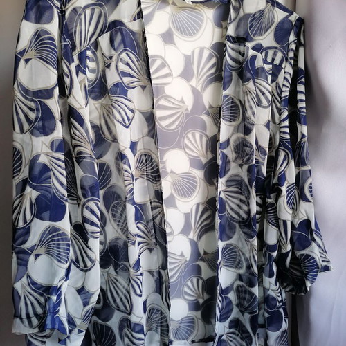 Buttonless blouse XXL, blue, semi-transparent