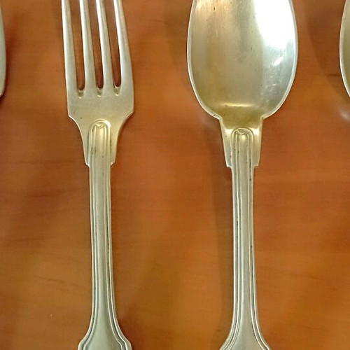 French metal blanc 65 set 12 pieces like new with neoclassical design