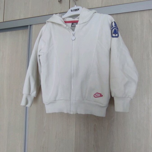 Nike Kids White Jacket Like New With Blue And Fuchsia Details