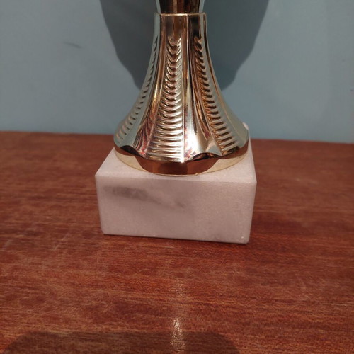 Trophy cup like new with metal, plastic, and marble parts
