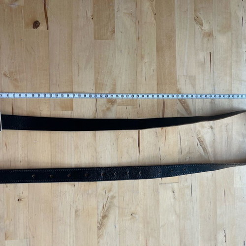 Black leather belt used with anchor buckle, size 120