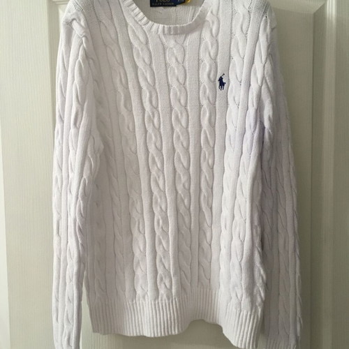 Polo Ralph Lauren cable-knit sweater, unisex, size S, white cotton