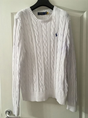 Polo Ralph Lauren cable-knit sweater, unisex, size S, white cotton