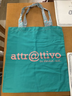 Attrattivo fabric shoulder bag, pink and green