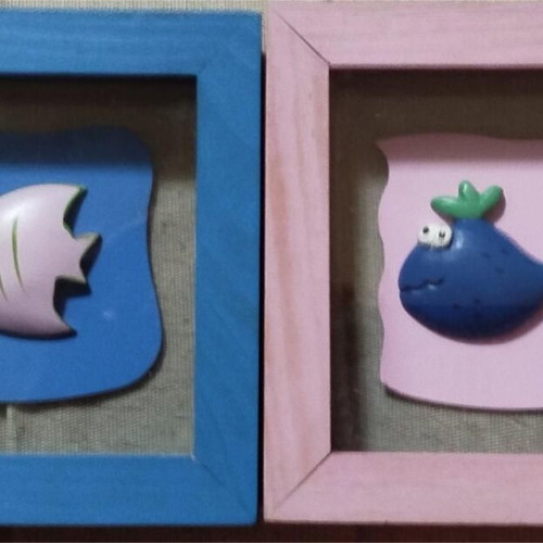 Kids Room Frames with Fish in Blue and Pink Shades like new