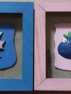 Kids Room Frames with Fish in Blue and Pink Shades like new