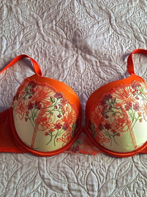 Red lace bra size 75E with adjustable straps