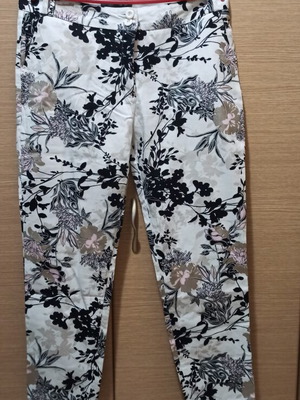 Summer pants like new, size L/40/12, black and beige floral print