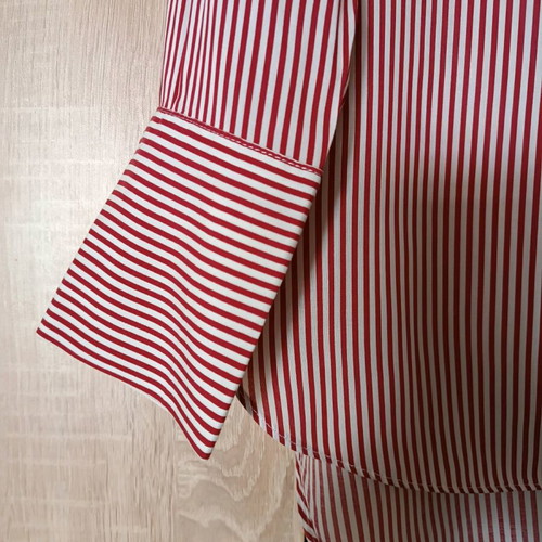 Zara red striped blouse with ruffle like new