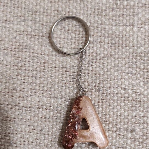 Handmade keychain with resin letter A
