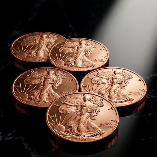 Σετ 5 νομίσματα Walking Liberty USA 999 καθαρός χαλκός σαν καινούργιο