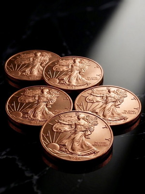 Σετ 5 νομίσματα Walking Liberty USA 999 καθαρός χαλκός σαν καινούργιο