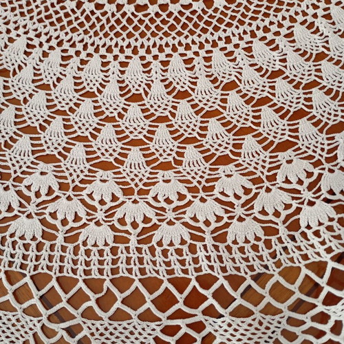 Handmade crochet tablecloth set with two small white pieces